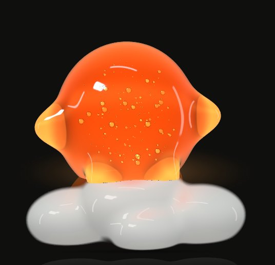 The orange teacher creature sitting on a frosted glass cloud.